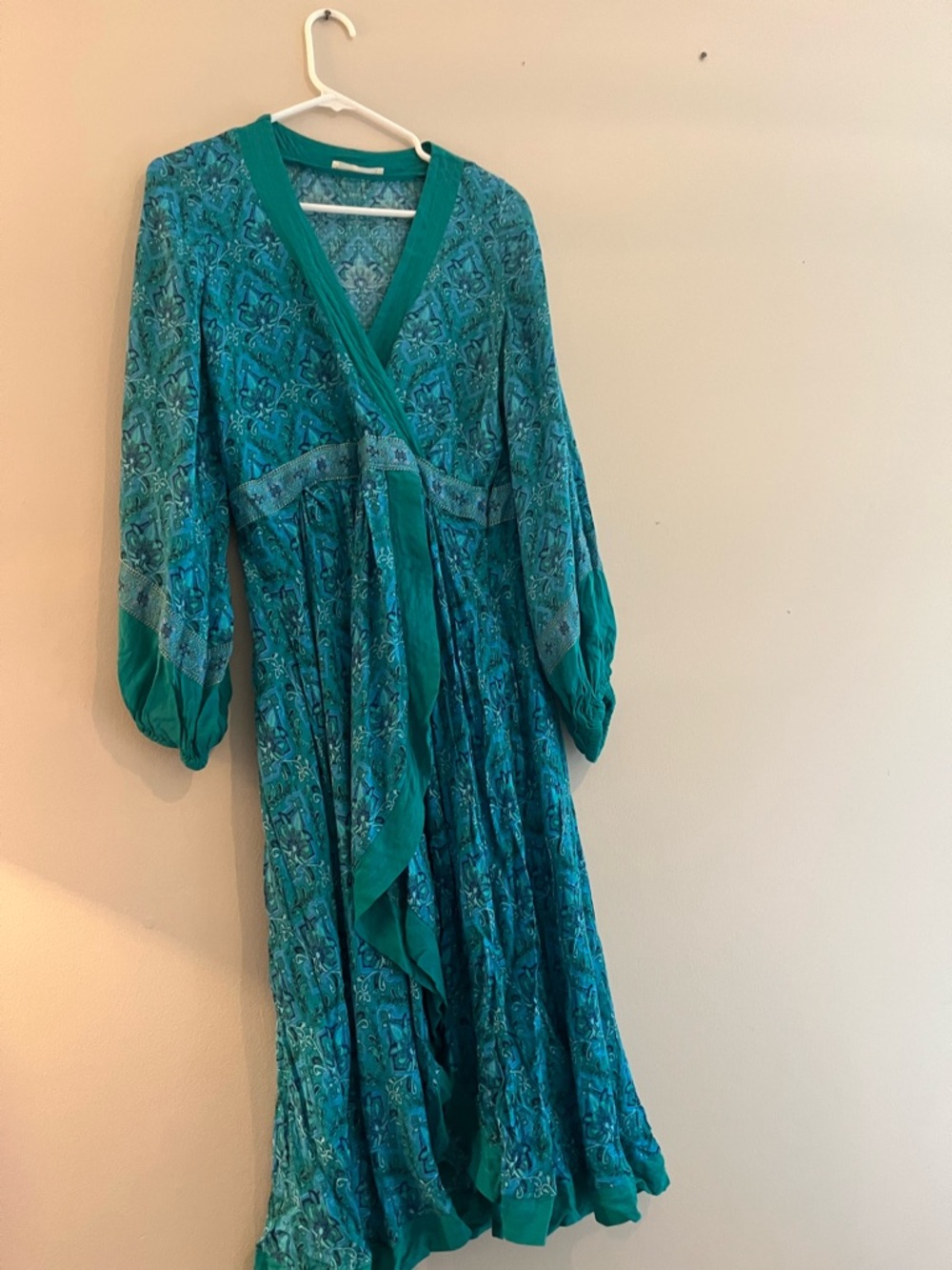 Spell Teal Paisley Long Sleeve Dress